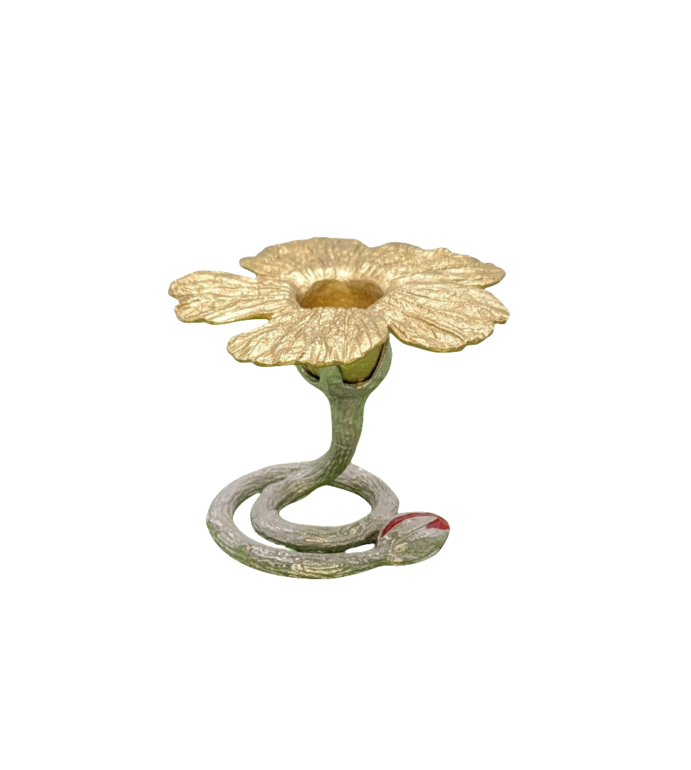 Hibiscus Pewter Taper Candle Holder Home Decor Inspired by Nature