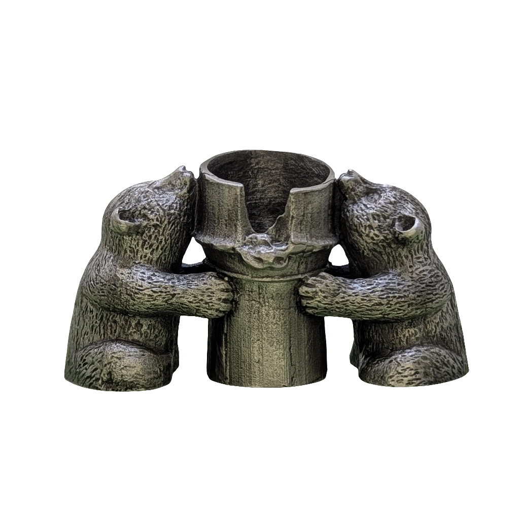 Minimalist Bamboo Pandas Pewter Taper Candle Holder Decor Collectible