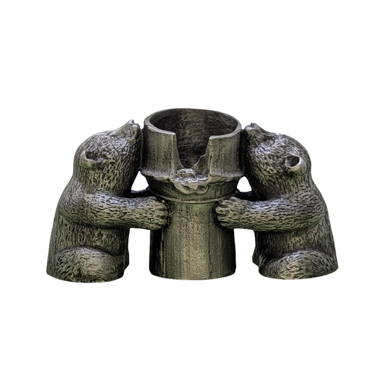 Minimalist Bamboo Pandas Pewter Taper Candle Holder Decor Collectible