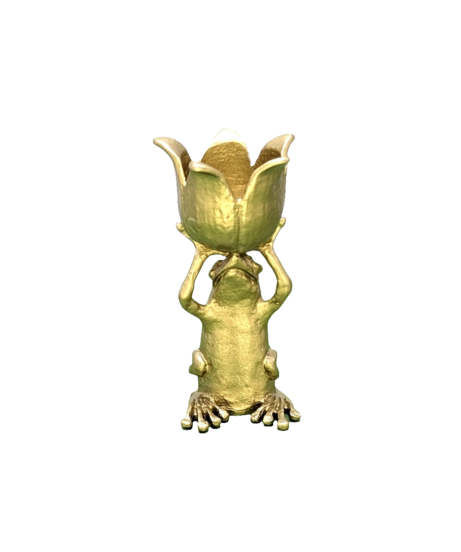 MINIMALIST Charming Coqui Frog Pewter Candle Holder Decor Collectible
