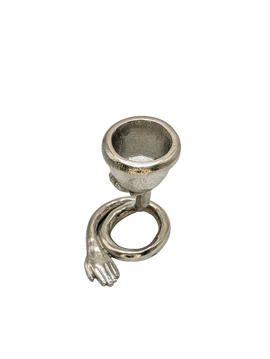 Left Hands Abstract Minimalist Pewter Candle Holder Modern Decor