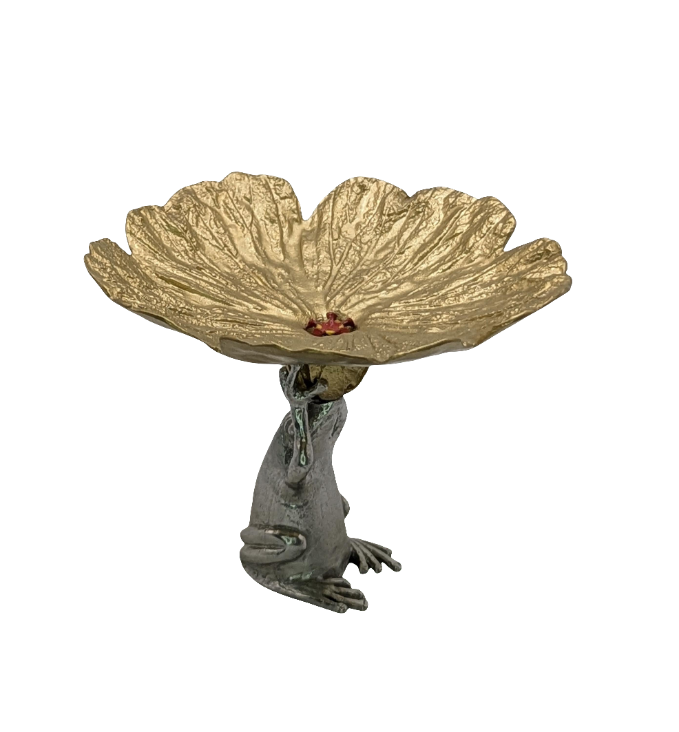 Charming Frog Hibiscus Snack Dish Decor Collectible