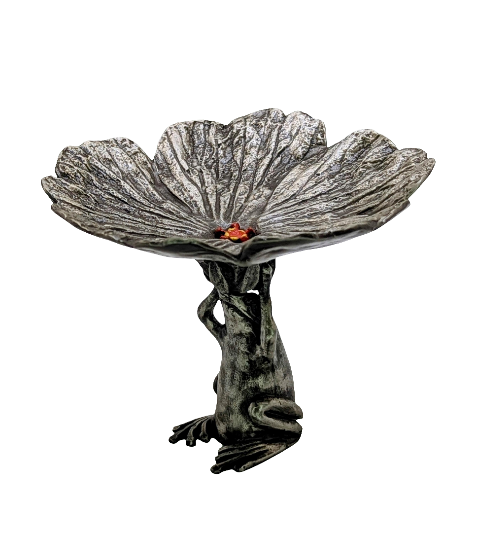 Charming Frog Hibiscus Snack Dish Decor Collectible