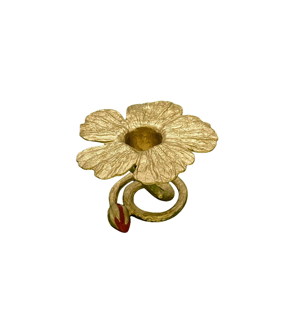 Hibiscus Pewter Taper Candle Holder Home Decor Inspired by Nature