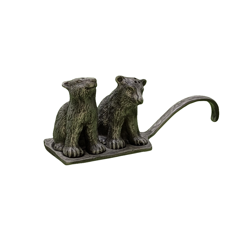 Polar Bear Cubs Miniature Minimalist Pewter Salt & Pepper Shakers Set Collectible