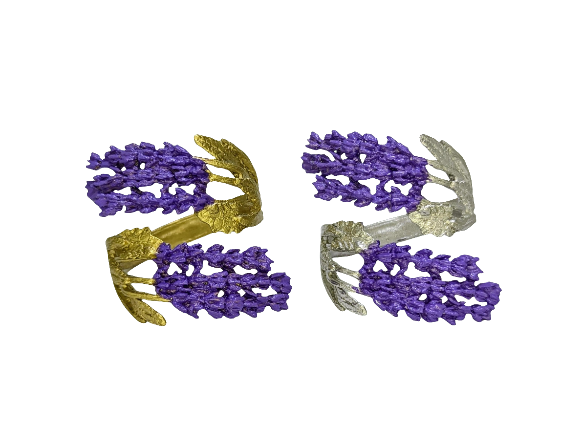 Lavender Pewter Adjustable Napkin Ring Set of 4 Inspired by Nature