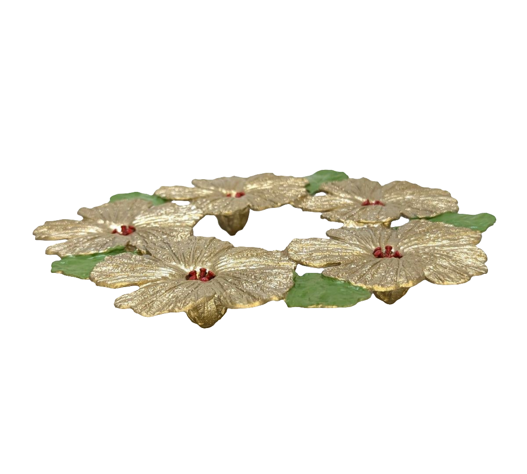 Hibiscus Flowers with Leaves Pewter Trivet Inspired by Nature