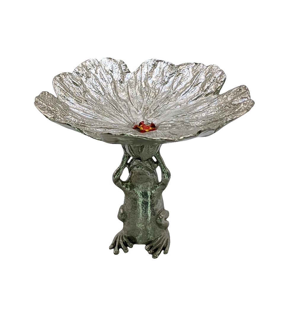 Charming Frog Hibiscus Snack Dish Decor Collectible