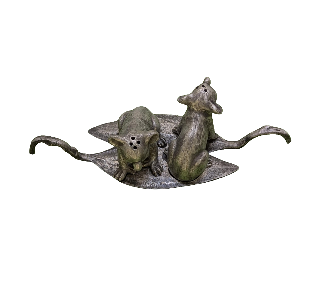 Koalas Miniature Minimalist Pewter Salt & Pepper Shakers Set Inspired by Nature Collectible