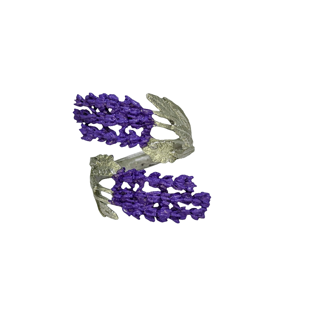 Lavender Pewter Adjustable Napkin Ring Set of 4 Inspired by Nature