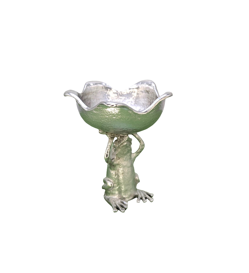MINIMALIST Charming Coqui Frog Pewter Candle Holder Decor Collectible