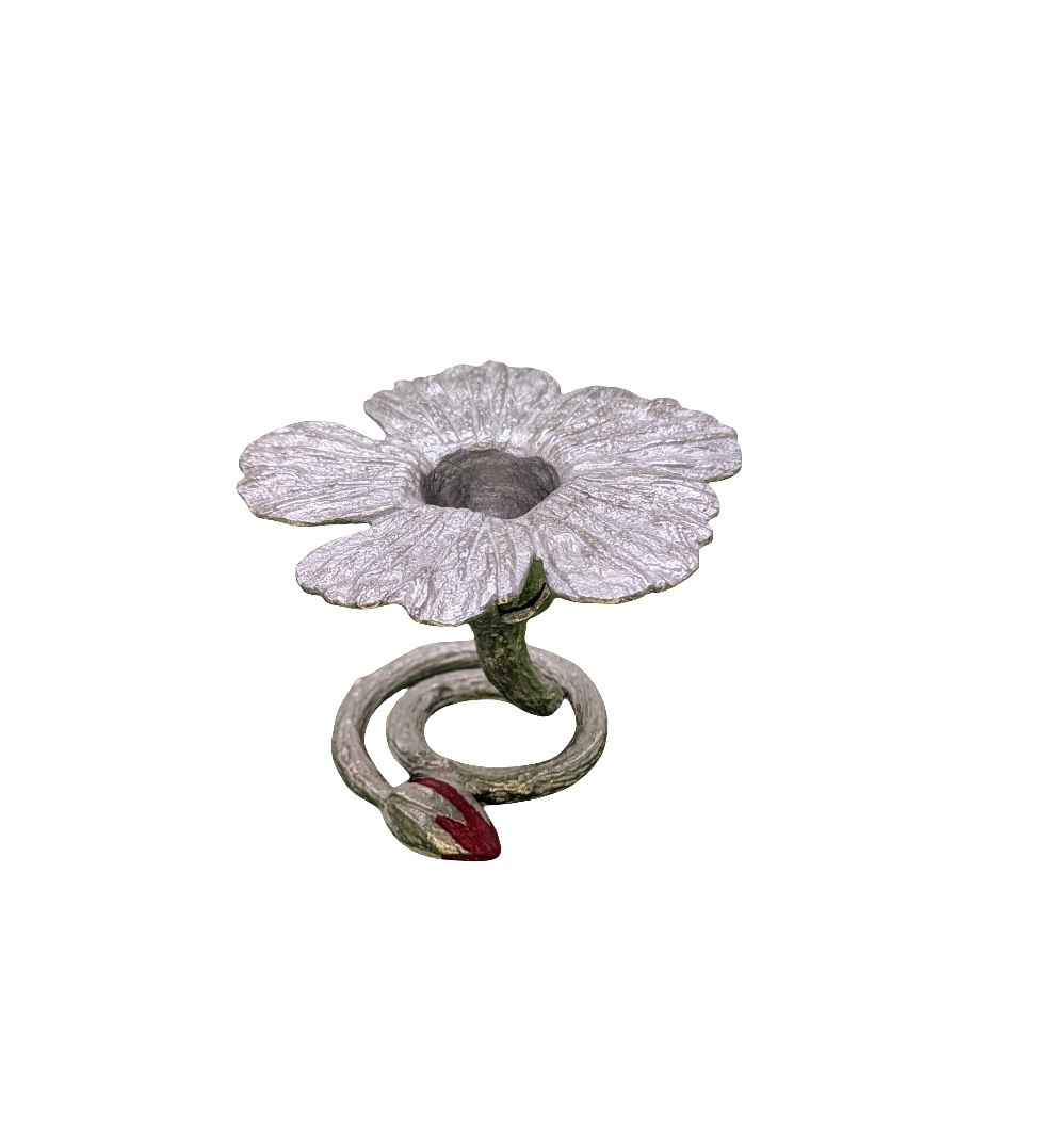 Hibiscus Pewter Taper Candle Holder Home Decor Inspired by Nature
