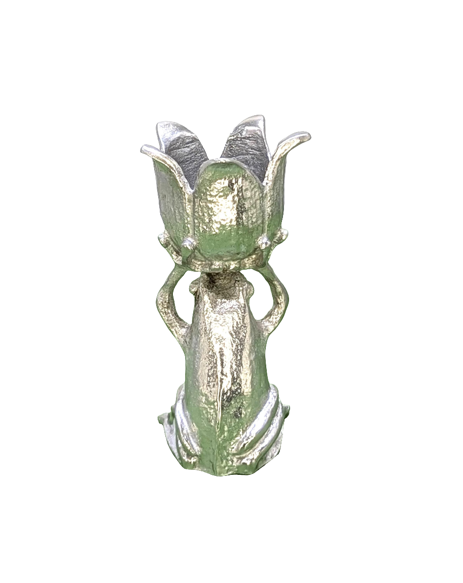 MINIMALIST Charming Coqui Frog Pewter Candle Holder Decor Collectible