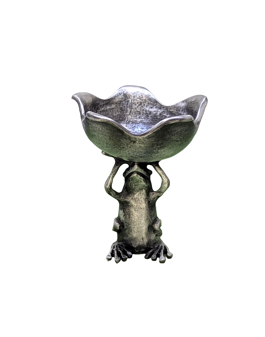 MINIMALIST Charming Coqui Frog Pewter Candle Holder Decor Collectible