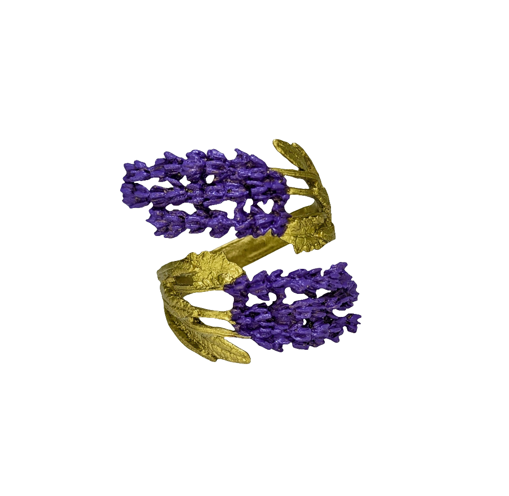 Lavender Pewter Adjustable Napkin Ring Set of 4 Inspired by Nature