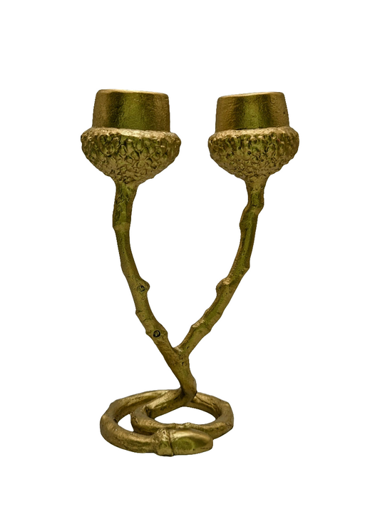 Pewter Acorn Twig Taper Candle Holder Home Decor Inspired by Nature