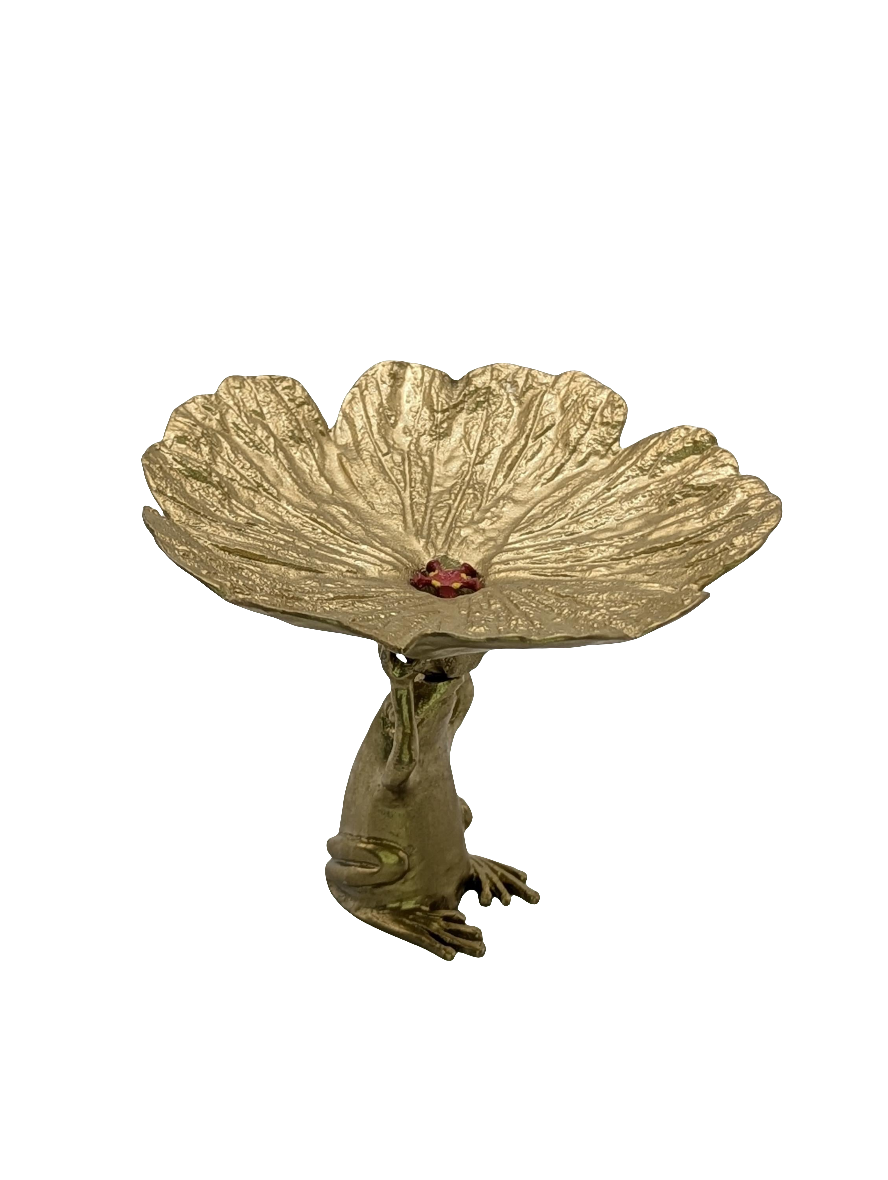 Charming Frog Hibiscus Snack Dish Decor Collectible