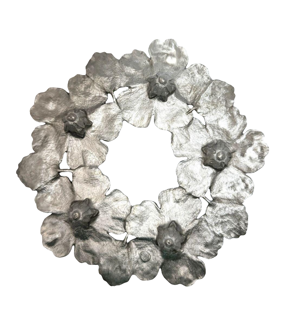 Hibiscus Flowers with Leaves Pewter Trivet Inspired by Nature