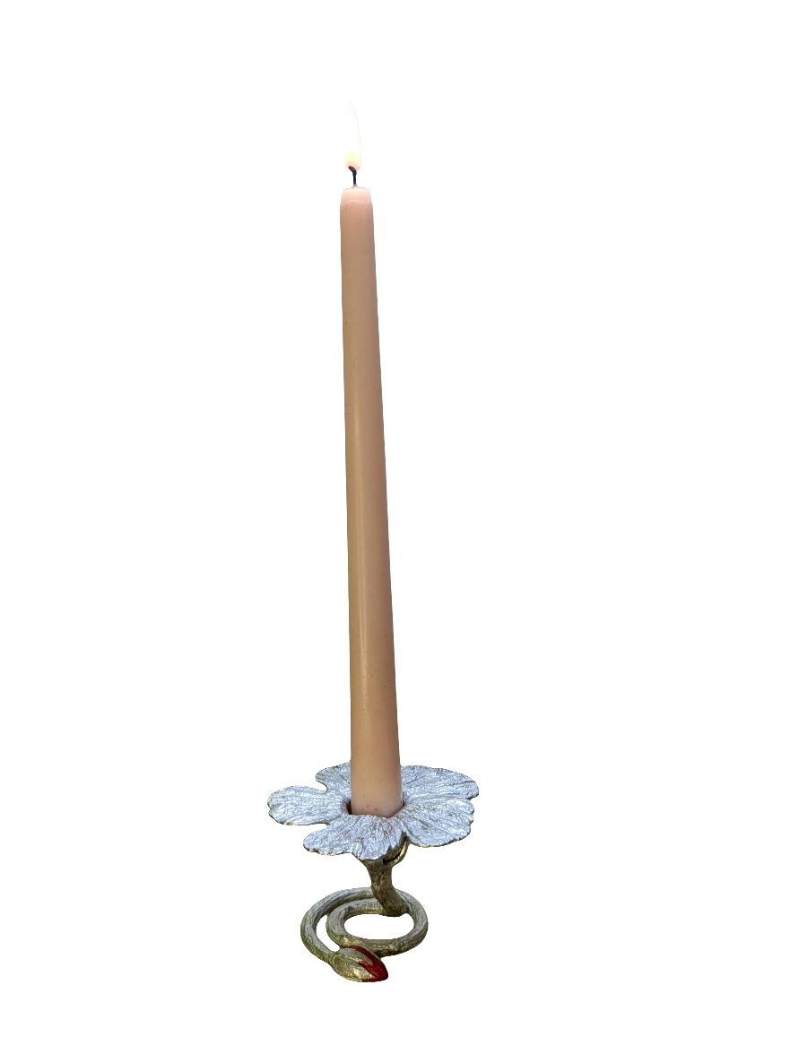 Hibiscus Pewter Taper Candle Holder Home Decor Inspired by Nature
