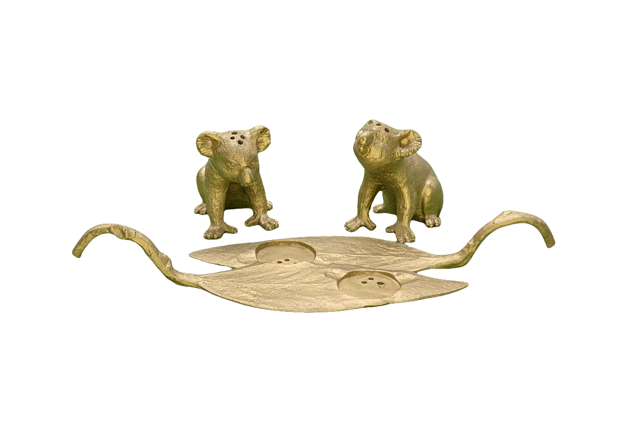 Koalas Miniature Minimalist Pewter Salt & Pepper Shakers Set Inspired by Nature Collectible