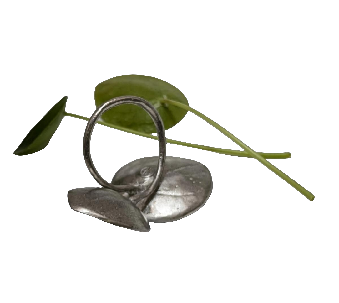 Money Plant Adjustable Pewter Napkin Ring Set of 4 Inspired by Nature