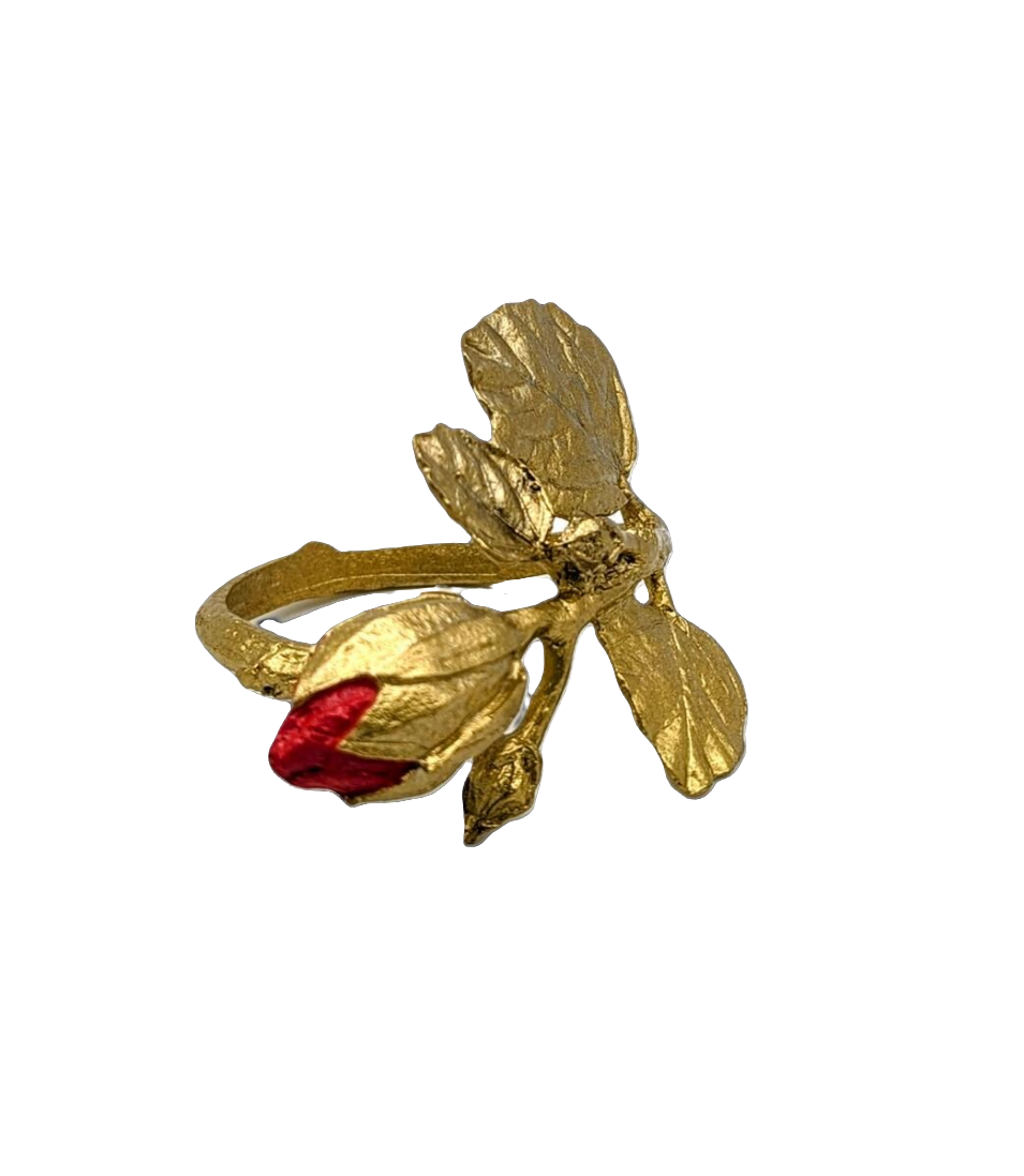 Elegant Hibiscus Bud Pewter Napkin Ring Set of 4 Inspired by Nature