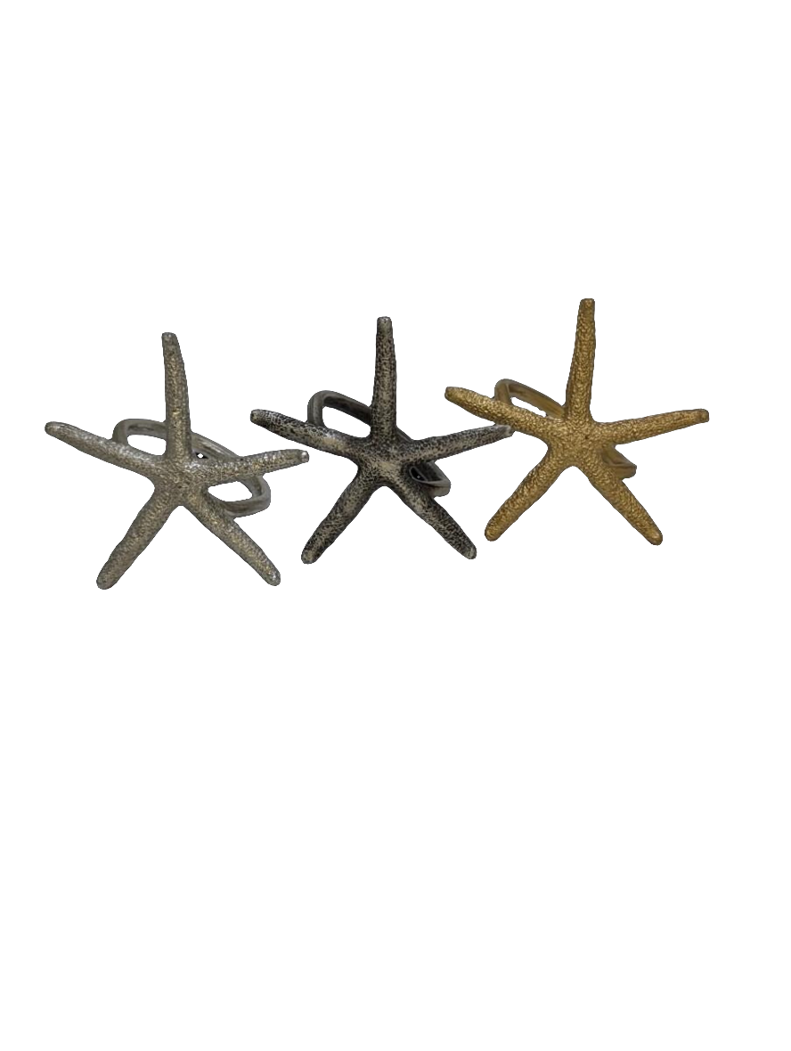 Finger Starfish Pewter Napkin Ring Set of 4 Inspired by Nature