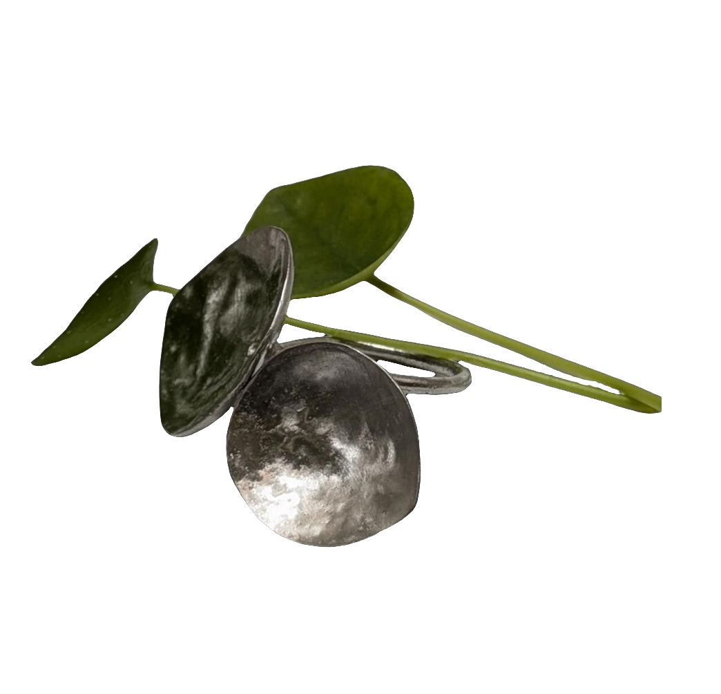 Money Plant Adjustable Pewter Napkin Ring Set of 4 Inspired by Nature