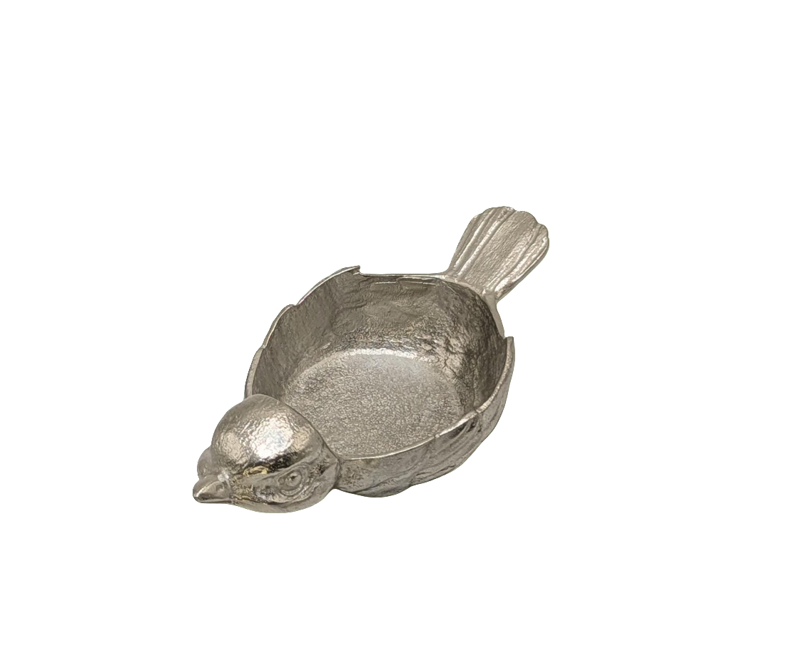 Charming Pewter Sparrow Tea Light Candle Holder Decor