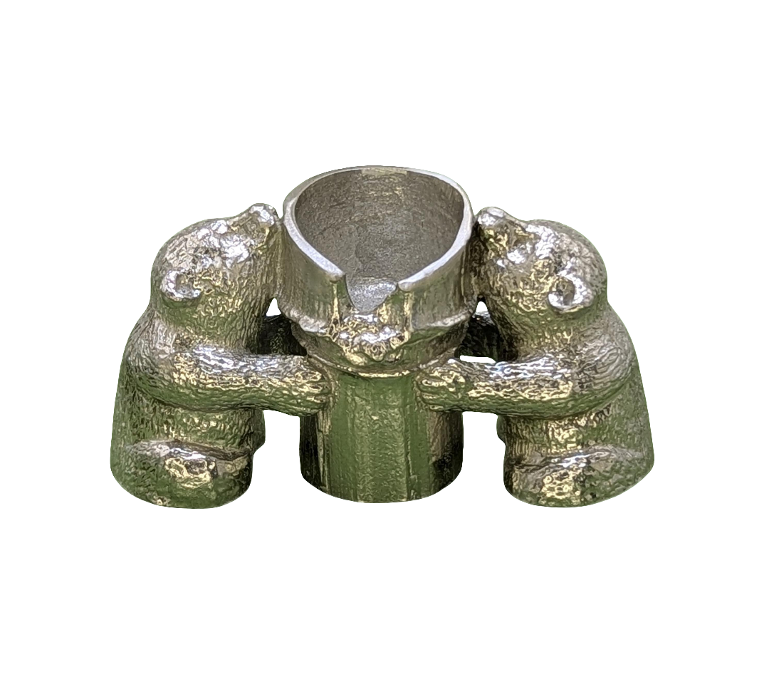 Minimalist Bamboo Pandas Pewter Taper Candle Holder Decor Collectible