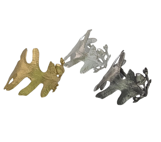 Oak Leaves Pewter Adjustable Napkin Ring Set of 4 Inspired by Nature