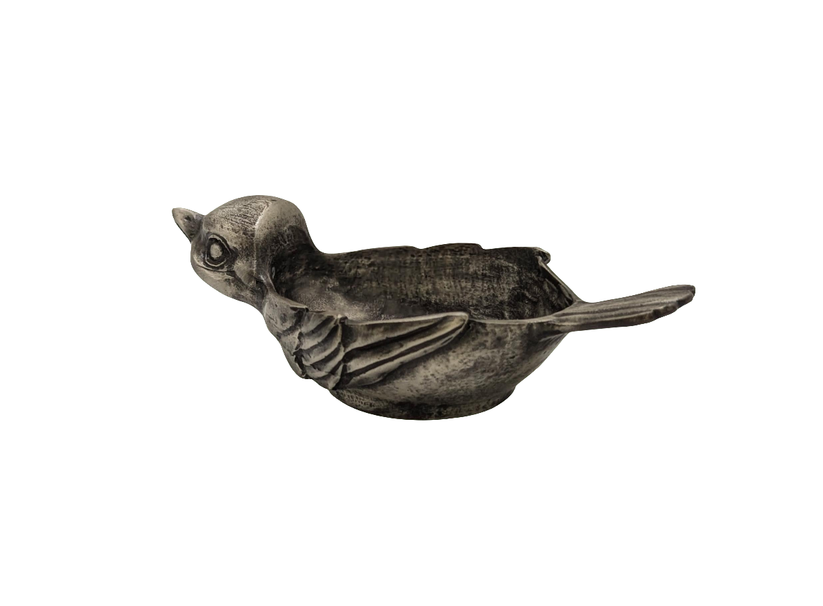 Charming Pewter Sparrow Tea Light Candle Holder Decor