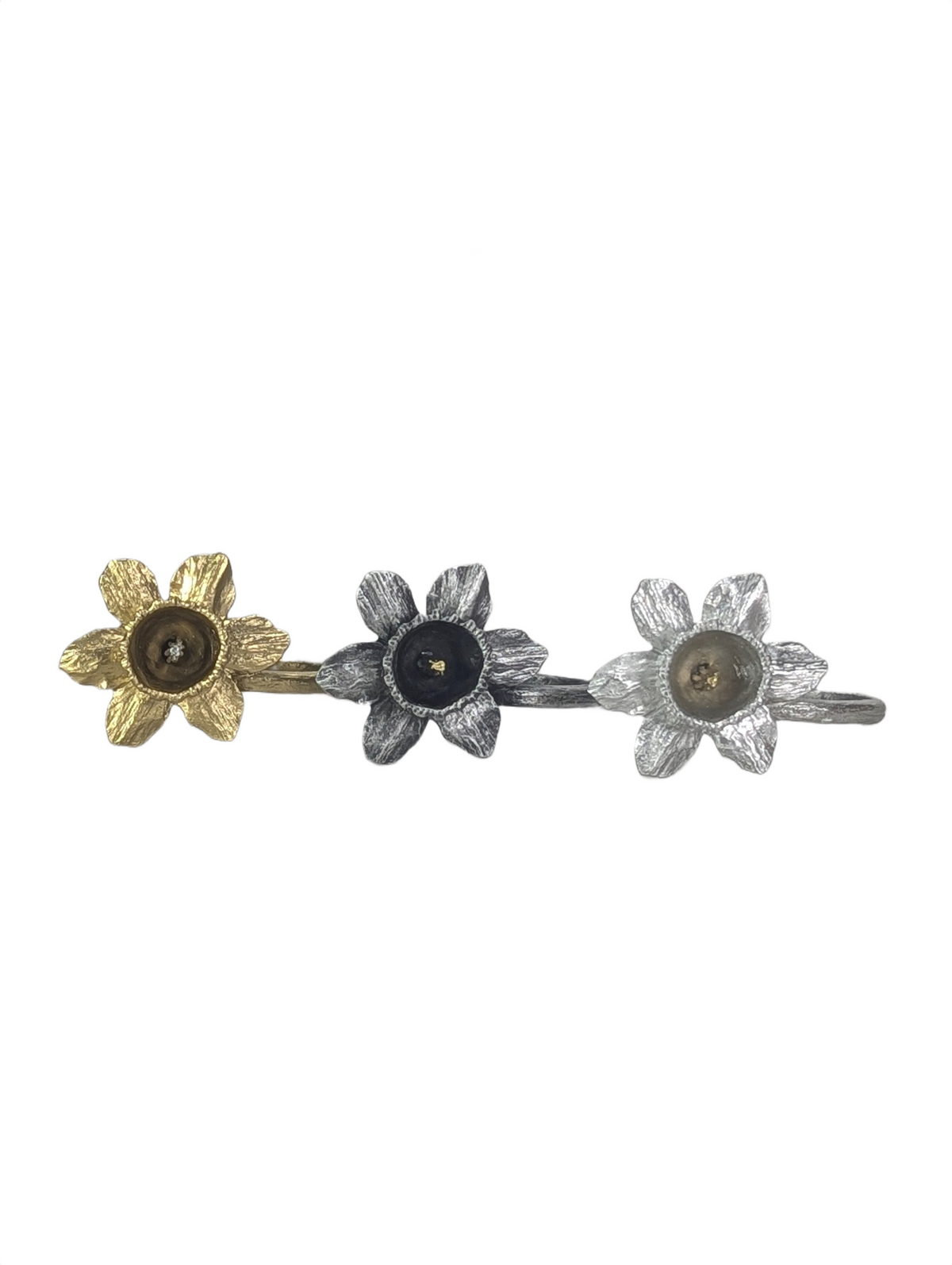 Handcrafted Daffodil Pewter Napkin Ring, Set of 4, Inspired by Nature, Elegant Table Decor