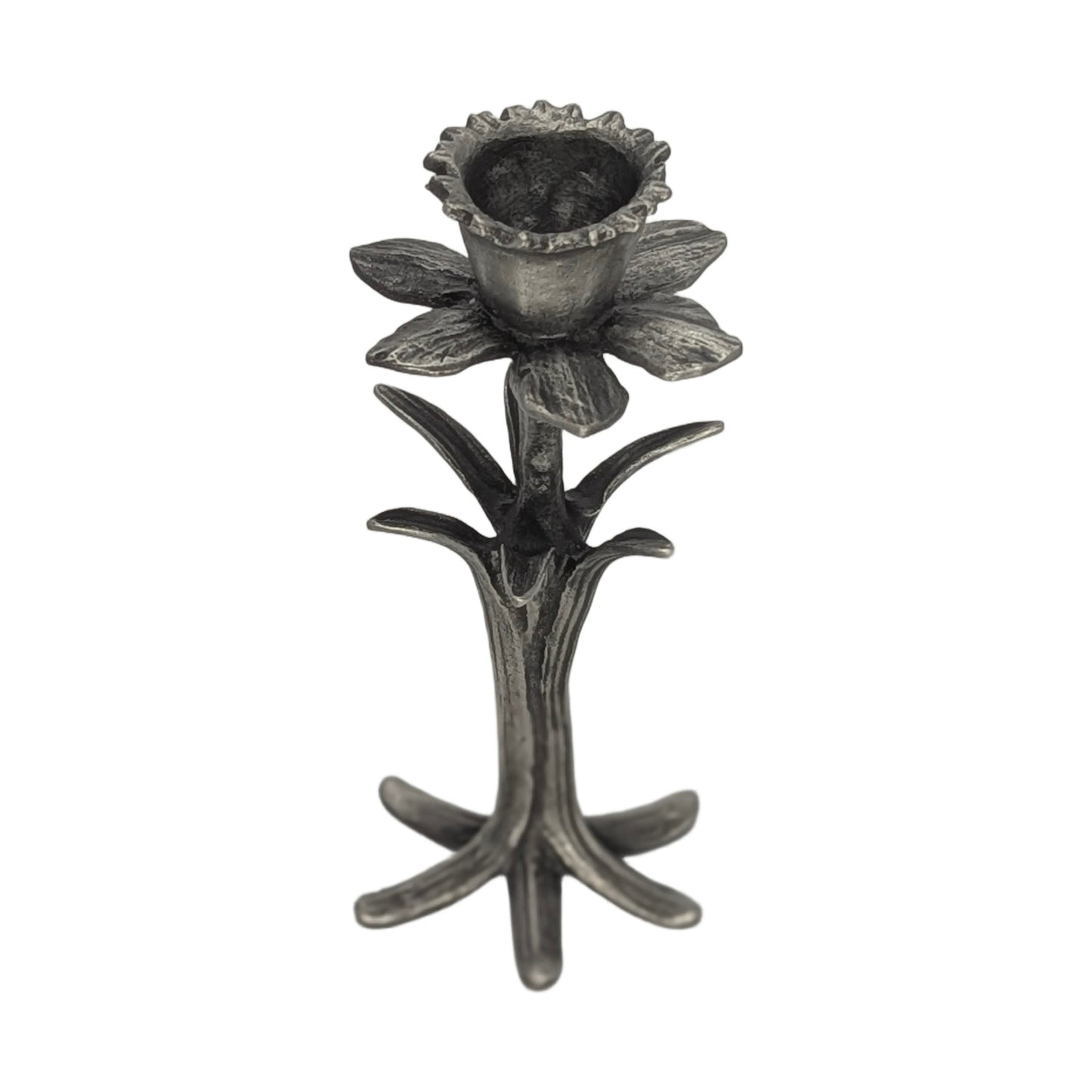 Daffodil Pewter Taper Candle Holder Home Decor Inspired by Nature