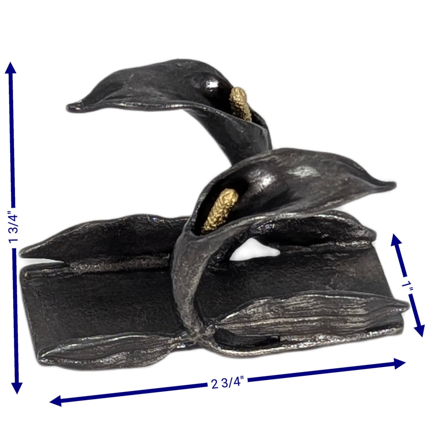 Calla Lily Pewter Business Card Holder – Botanical Desk Organizer Nature Inspired