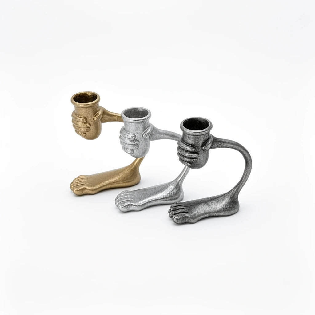 Step Into The Light – Handcrafted Surrealist Pewter Candle Holder Unique Decor