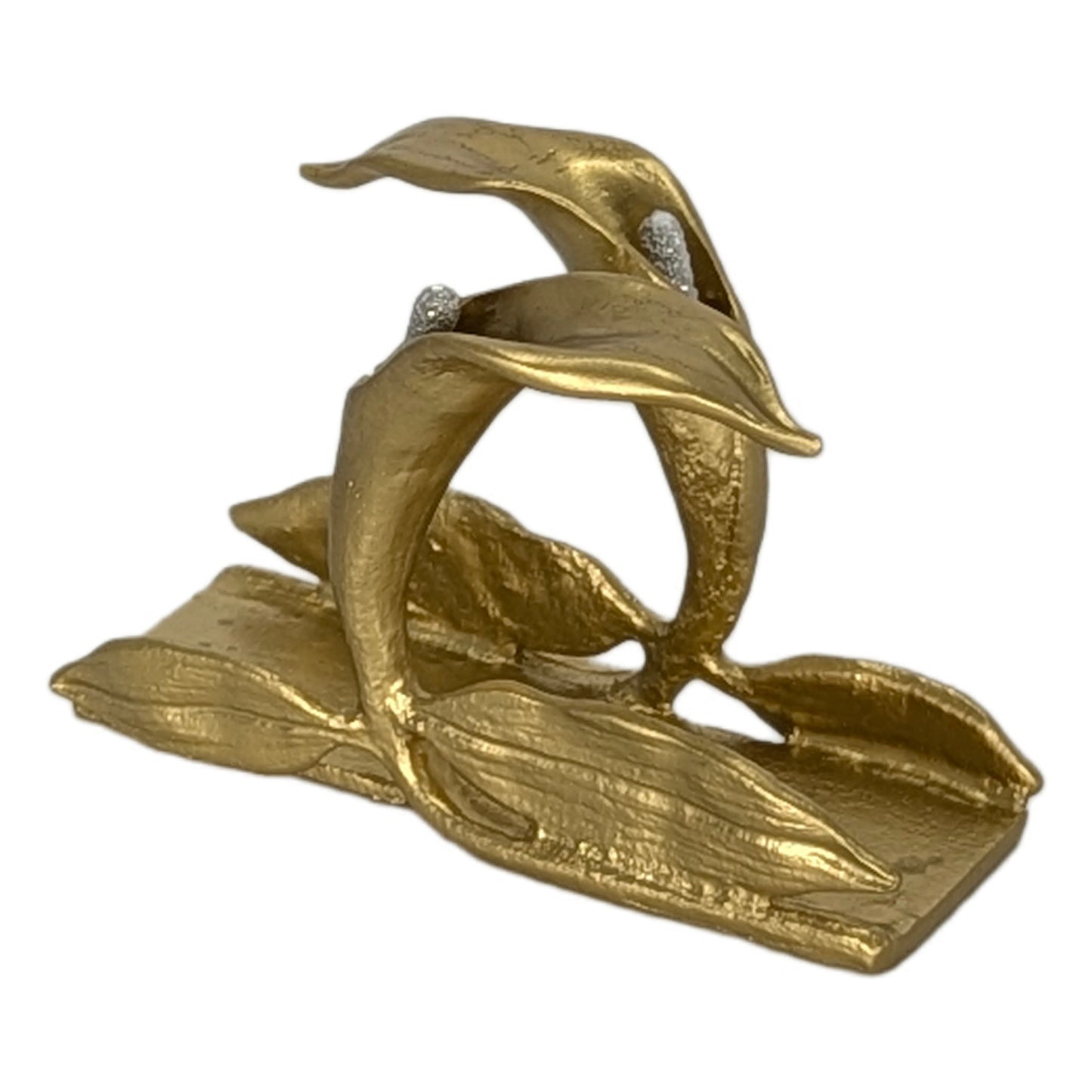 Calla Lily Pewter Business Card Holder – Botanical Desk Organizer Nature Inspired