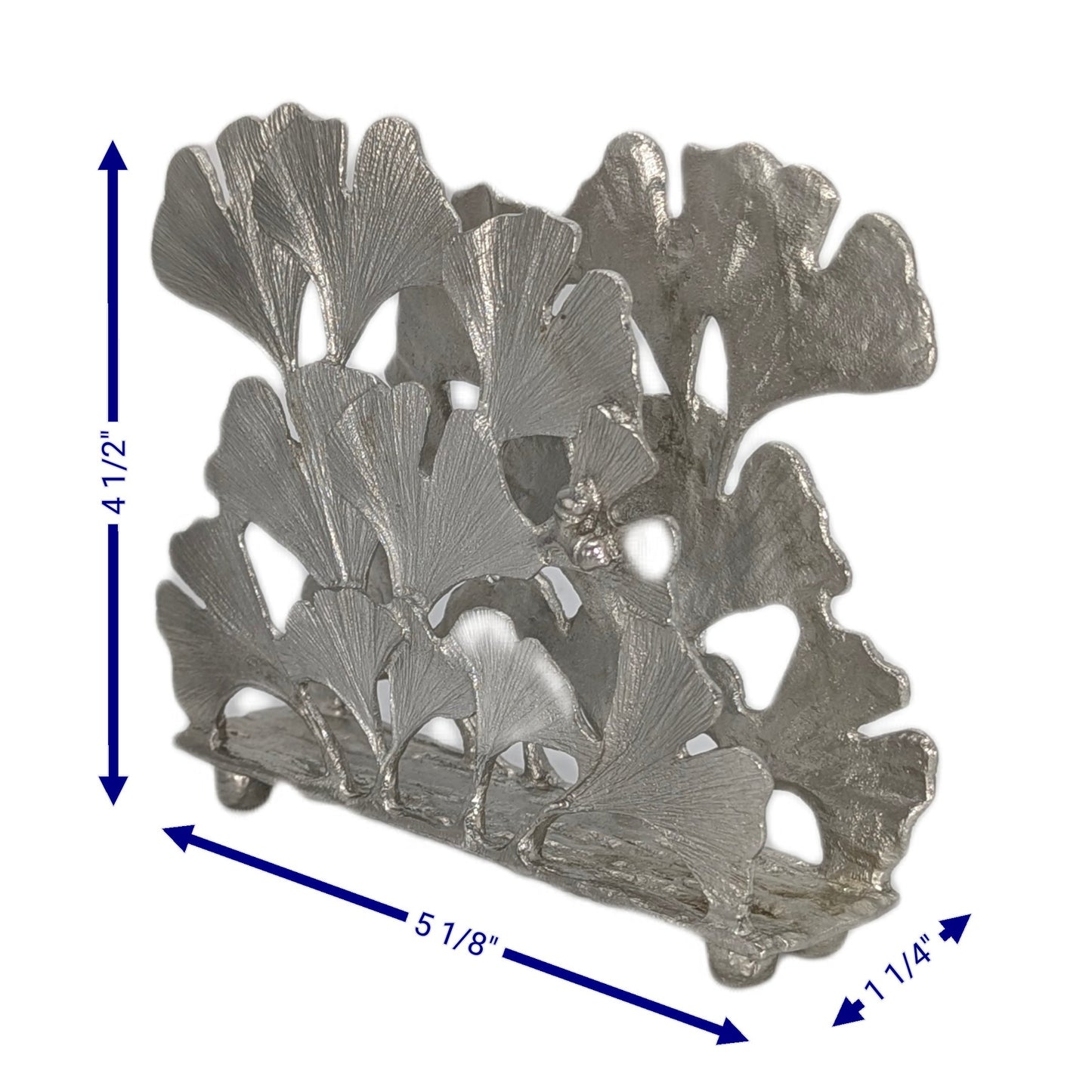 Ginkgo Pewter Napkin Holder Letter Organizer Home and Desk Decor Inspired by Nature