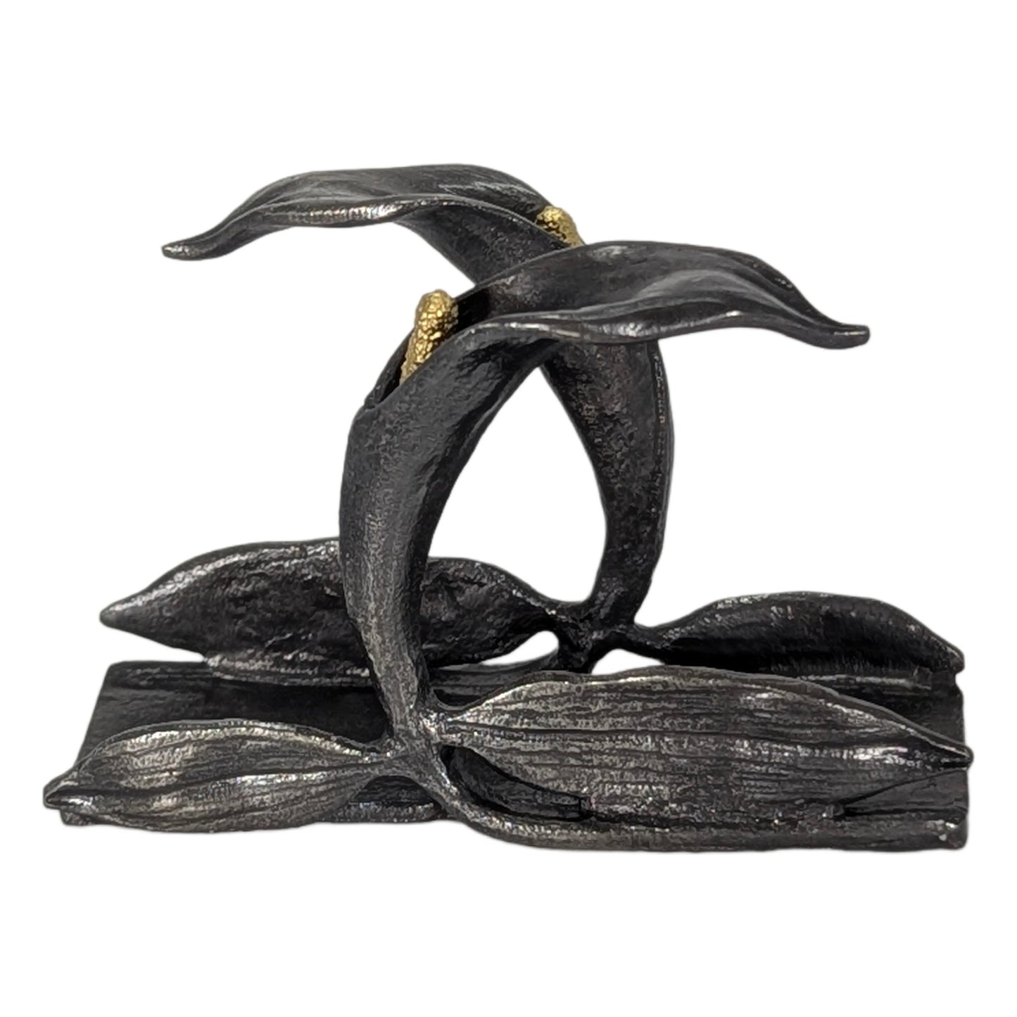 Calla Lily Pewter Business Card Holder – Botanical Desk Organizer Nature Inspired