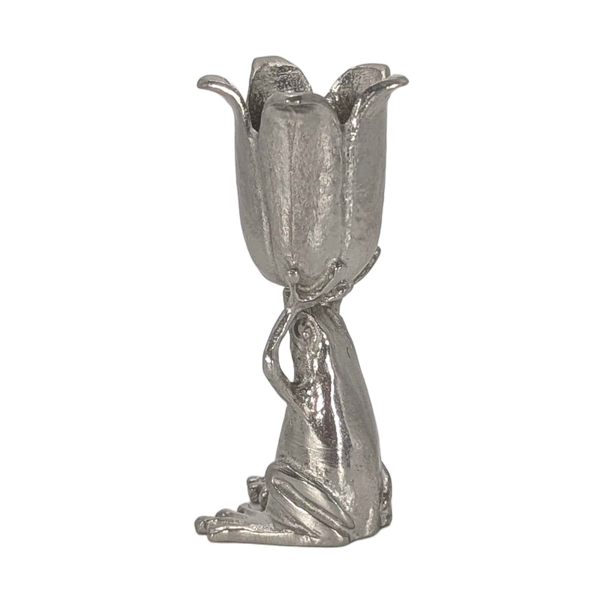 MINIMALIST Charming Coqui Frog Pewter Candle Holder Decor Collectible