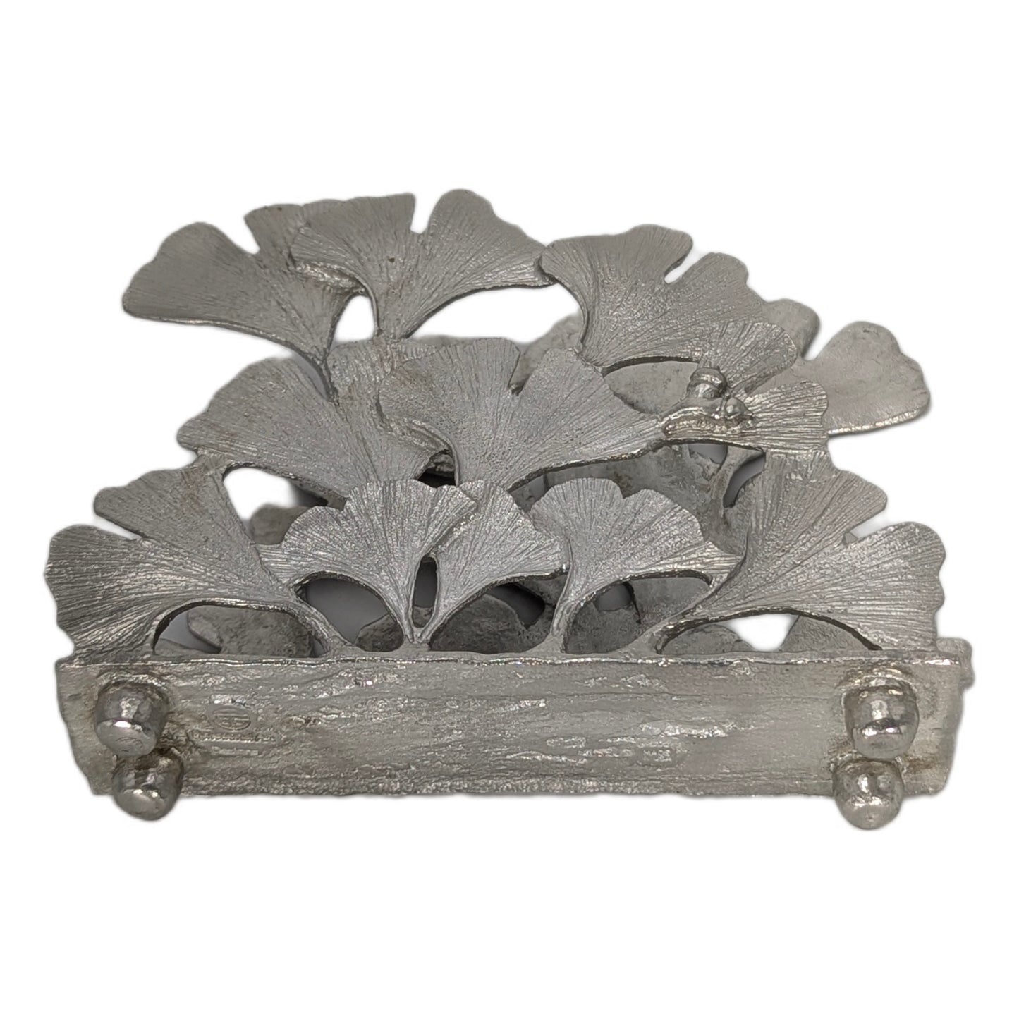 Ginkgo Pewter Napkin Holder Letter Organizer Home and Desk Decor Inspired by Nature