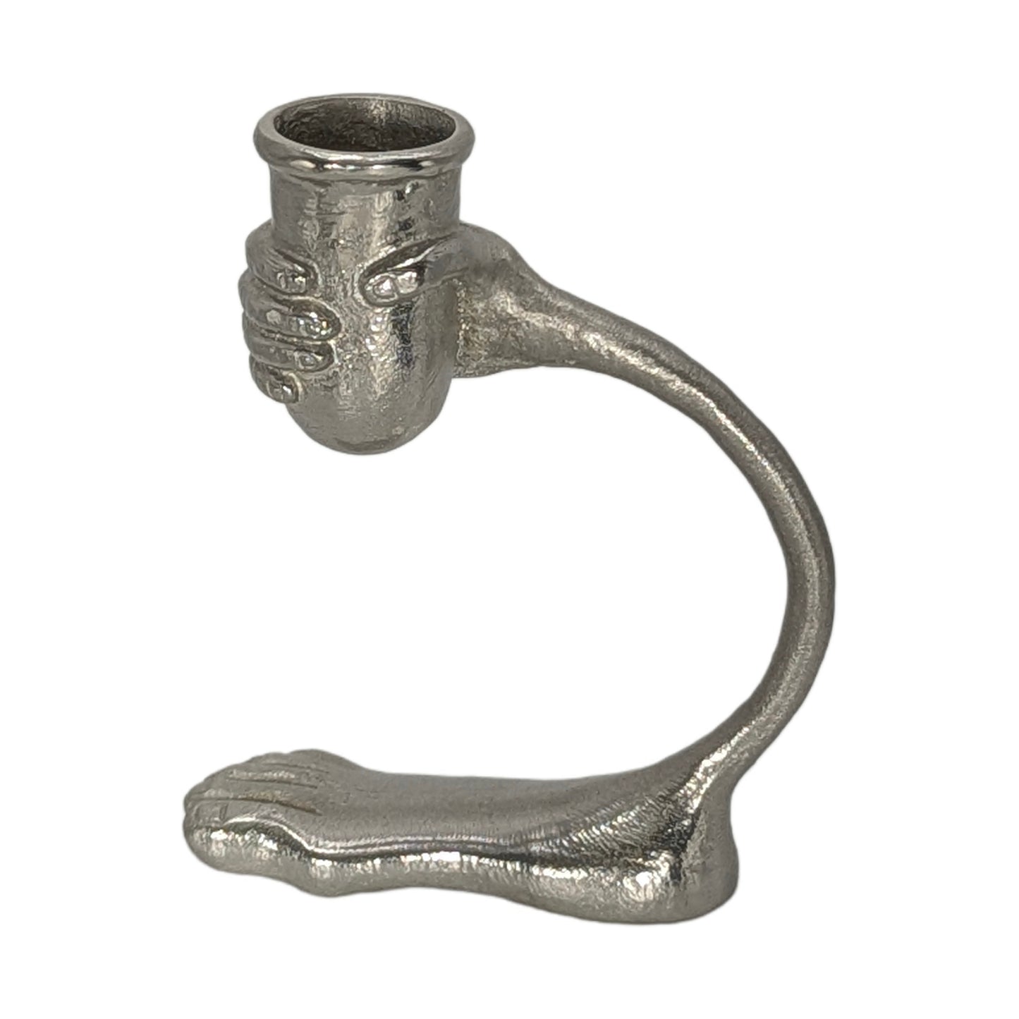 Step Into The Light – Handcrafted Surrealist Pewter Candle Holder Unique Decor