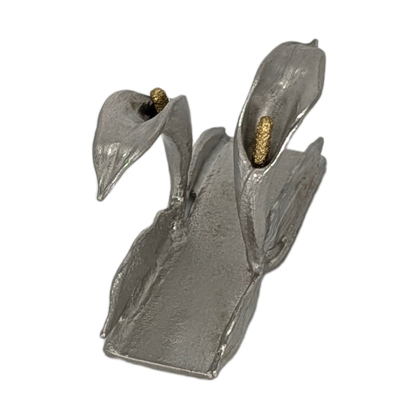 Calla Lily Pewter Business Card Holder – Botanical Desk Organizer Nature Inspired