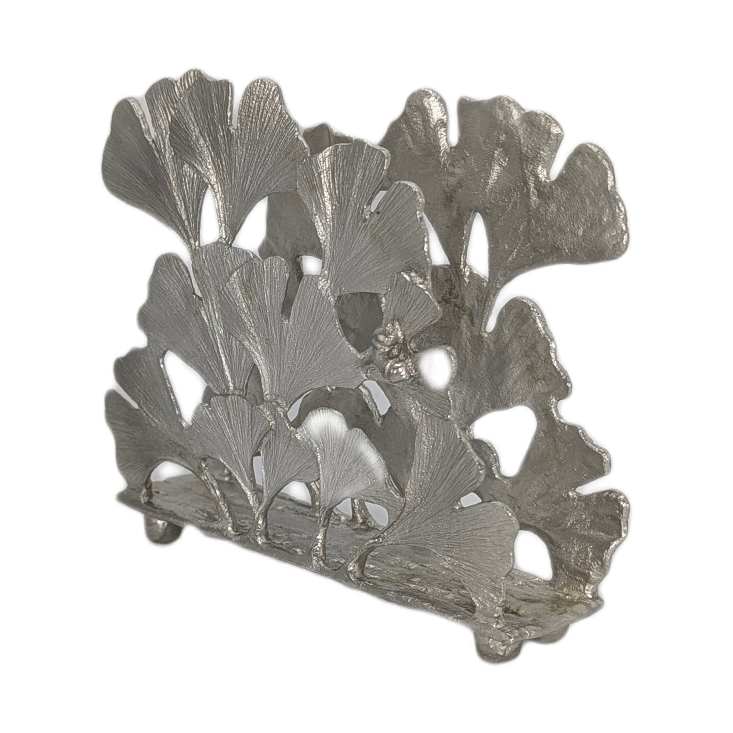 Ginkgo Pewter Napkin Holder Letter Organizer Home and Desk Decor Inspired by Nature