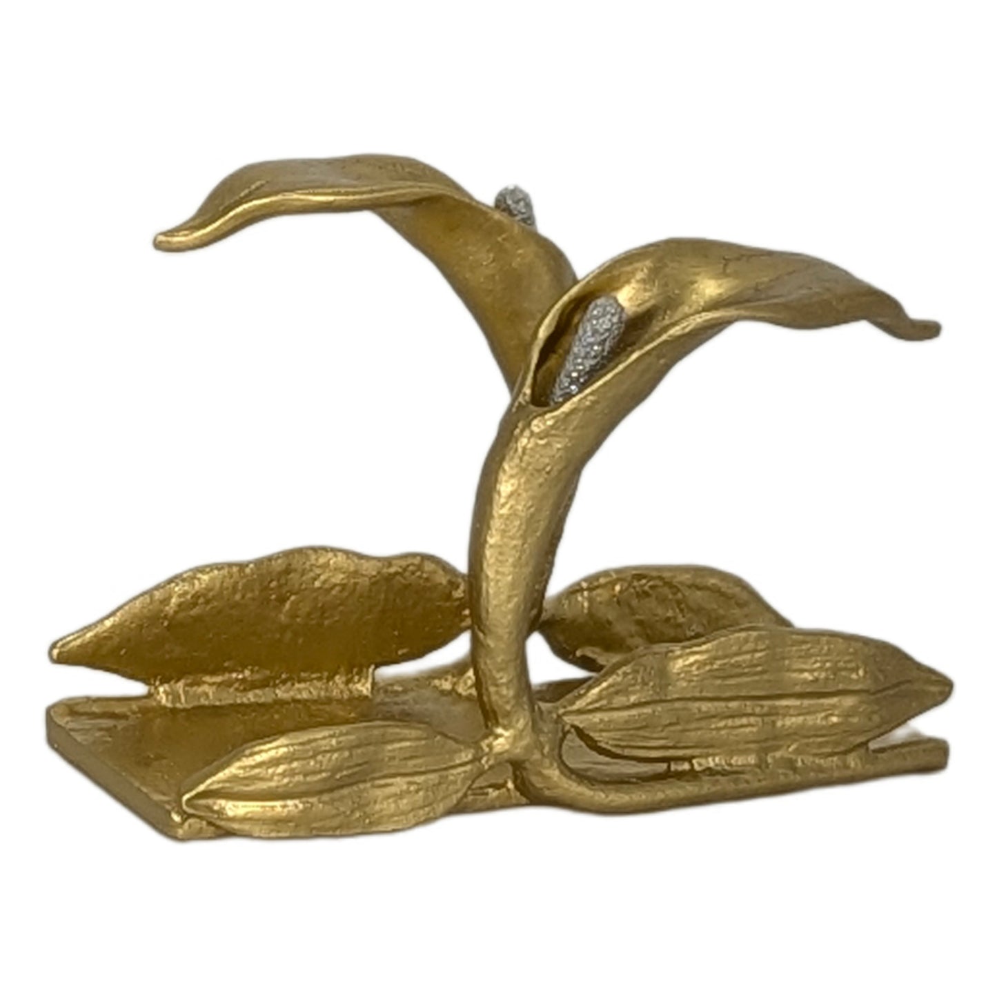 Calla Lily Pewter Business Card Holder – Botanical Desk Organizer Nature Inspired