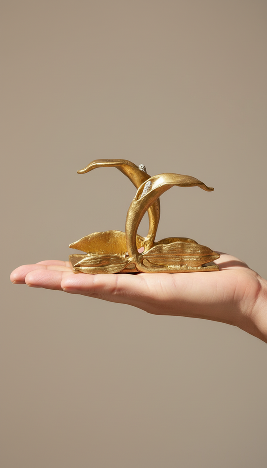 Calla Lily Pewter Business Card Holder – Botanical Desk Organizer Nature Inspired