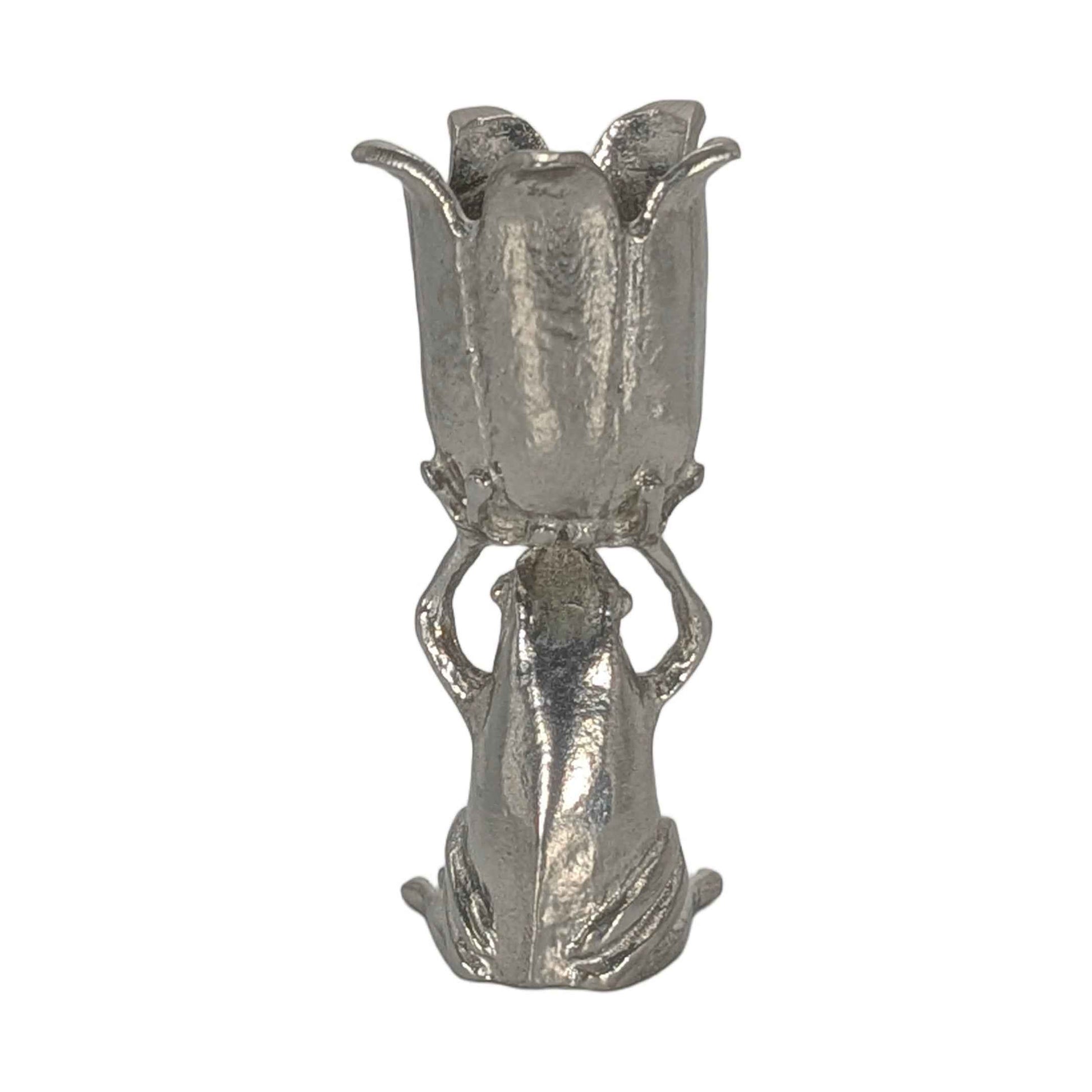 MINIMALIST Charming Coqui Frog Pewter Candle Holder Decor Collectible