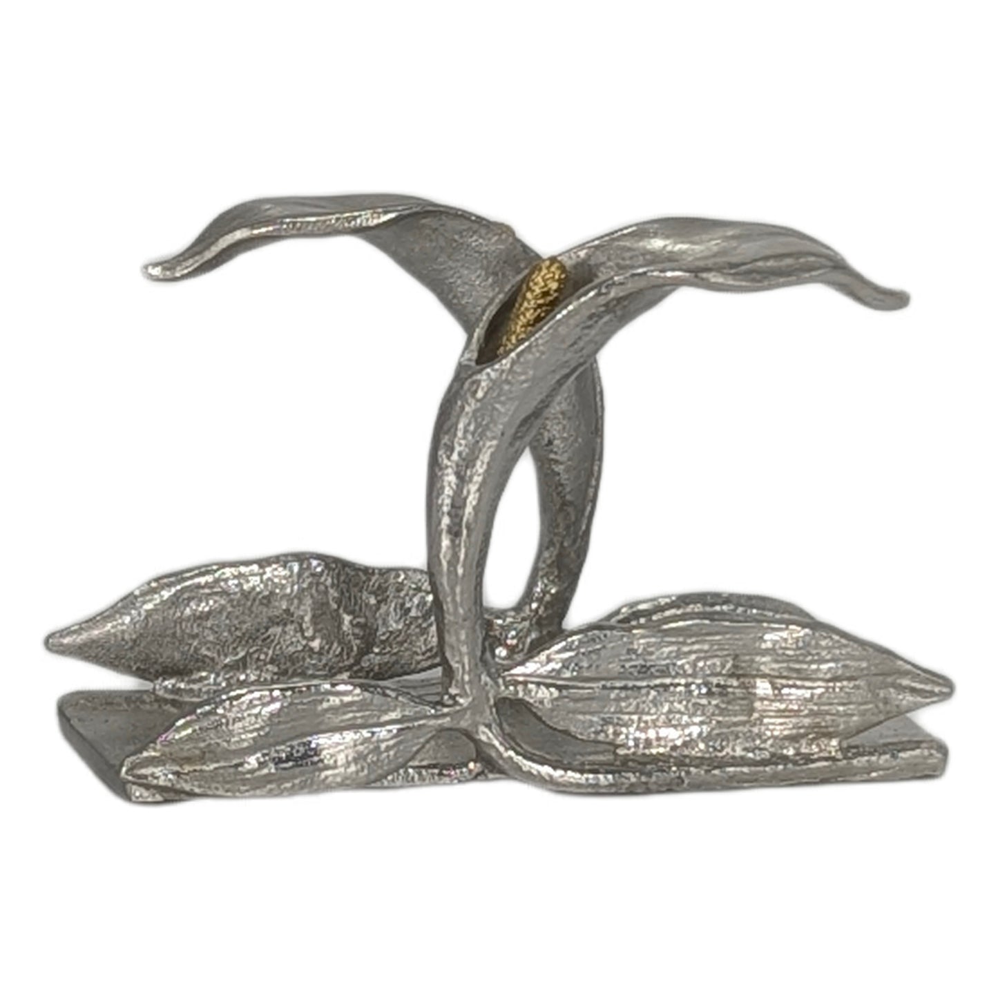 Calla Lily Pewter Business Card Holder – Botanical Desk Organizer Nature Inspired