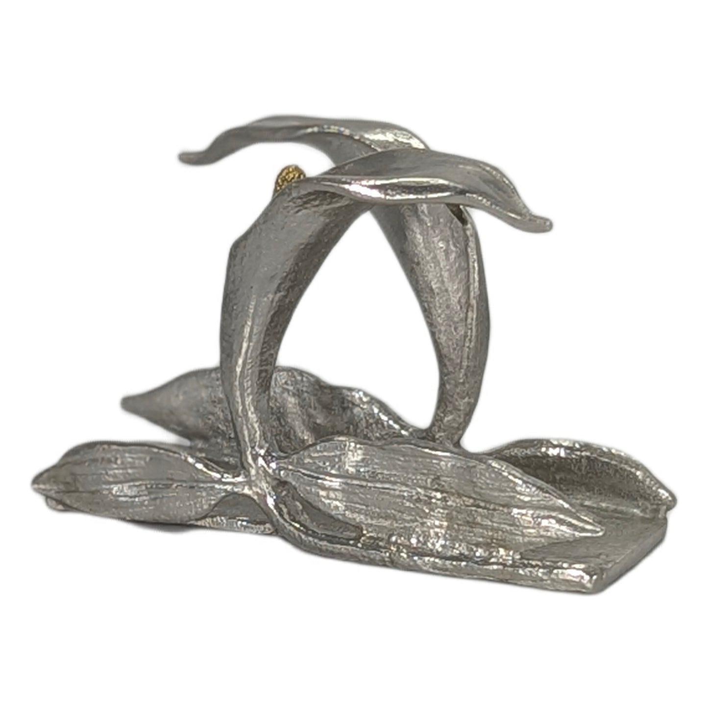 Calla Lily Pewter Business Card Holder – Botanical Desk Organizer Nature Inspired
