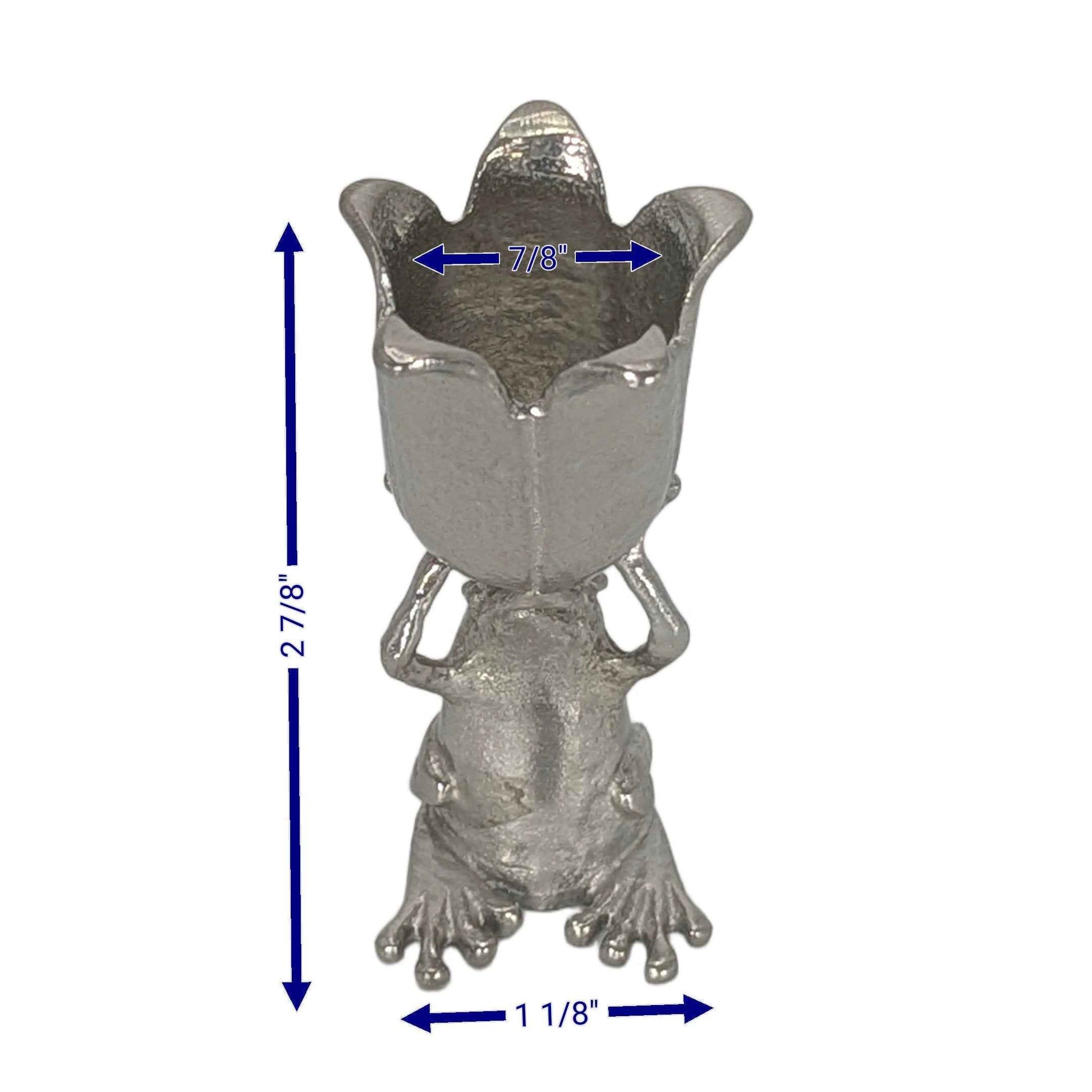 MINIMALIST Charming Coqui Frog Pewter Candle Holder Decor Collectible